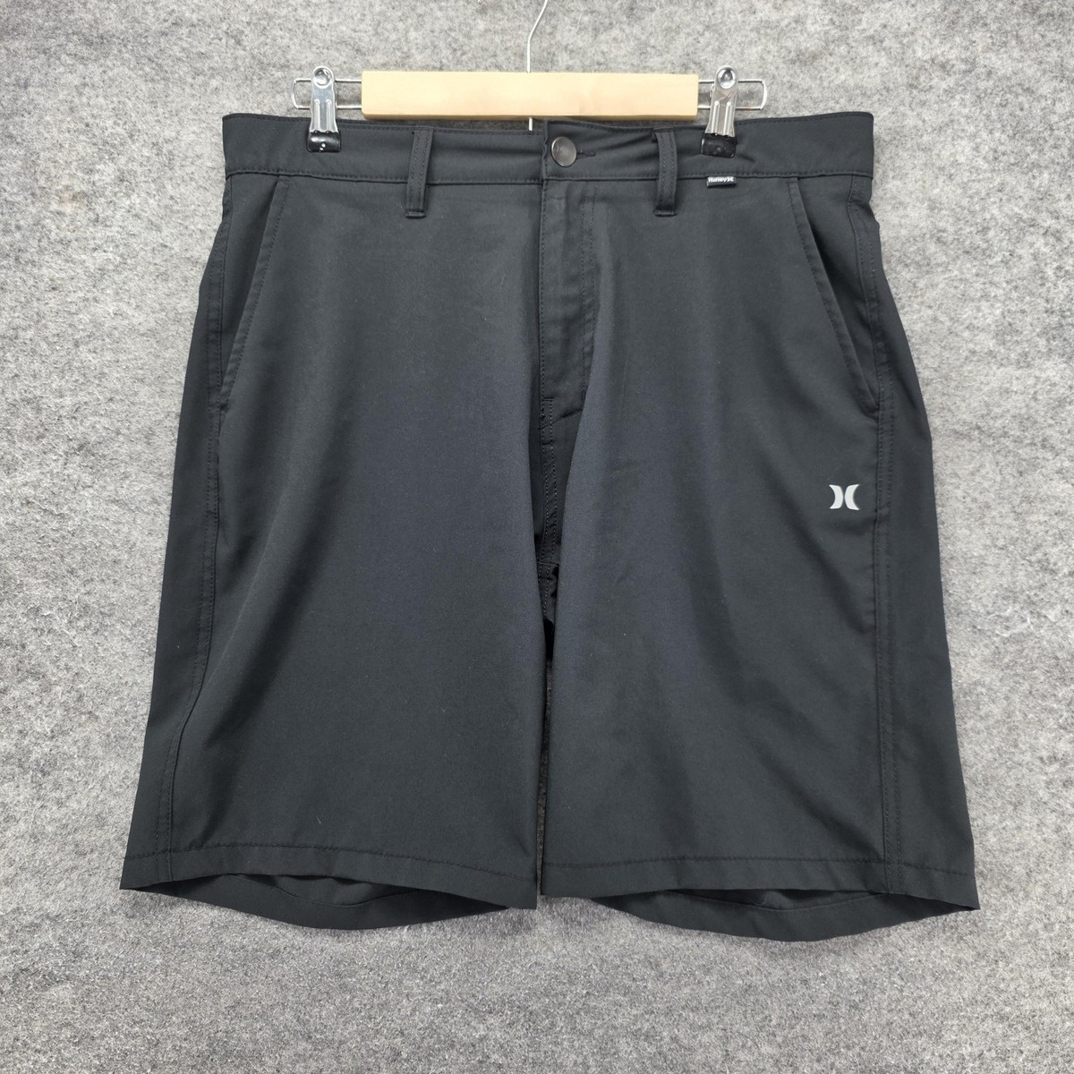 Hurley Shorts Mens 34 Black Chino Flat Front Microfiber Lined 11