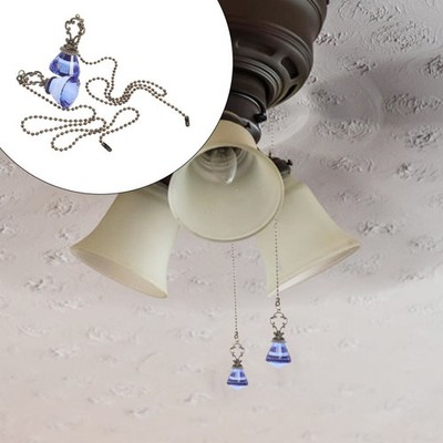 2 Pcs Ceiling Fan Decor Bathroom Chain Pull Crystal Lamp Accessories