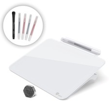 Small Glass Dry Erase Board with Stand, Mini Desk Whiteboard, 8x6 in