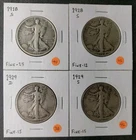 Lot of Four 50c Walking Liberty Silver Half Dollars