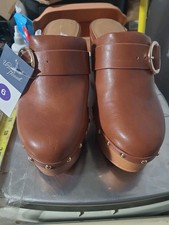 Universal Thread Clogs Size 6 Brown Buckle Heeled Mules NWT