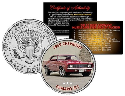 1969 CHEVROLET CAMARO ZL1 Expensive Auction Muscle Car JFK Half Dollar US Coin