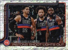 2025-26 Topps #279 Pistons Rain 3 Pointers: Pistons Shoot Lights Out Holo Foil