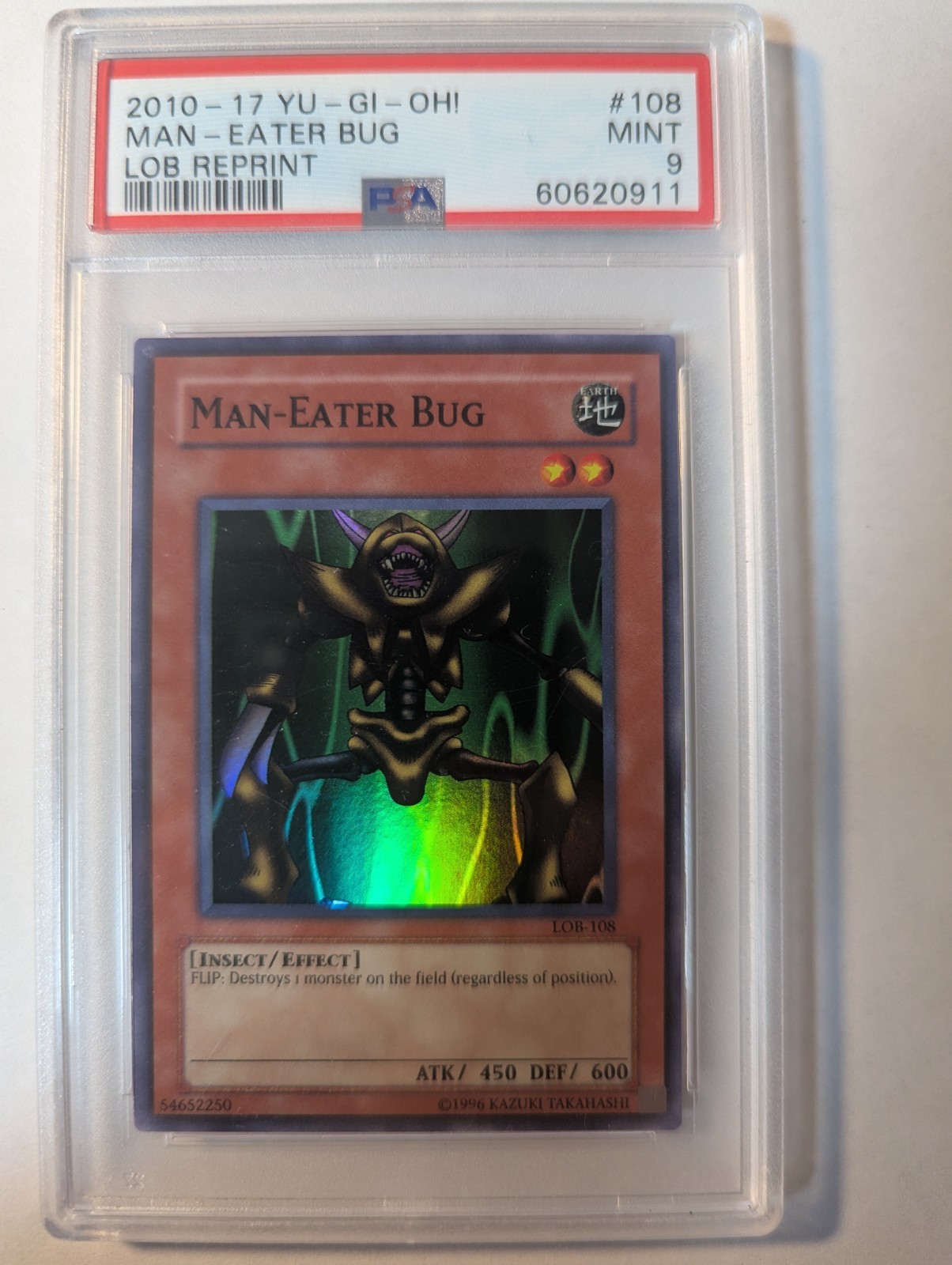 GRADED PSA 9 Man-Eater Bug LOB-108 The Legend of Blue Eyes White Dragon