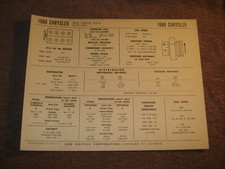 1960 Chrysler New Yorker 413 V-8 Engine Sun Tune-up Chart Data Chart 1960 Chrysler New Yorker 413 V-8 Engine Sun Tune-up Chart Data Chart