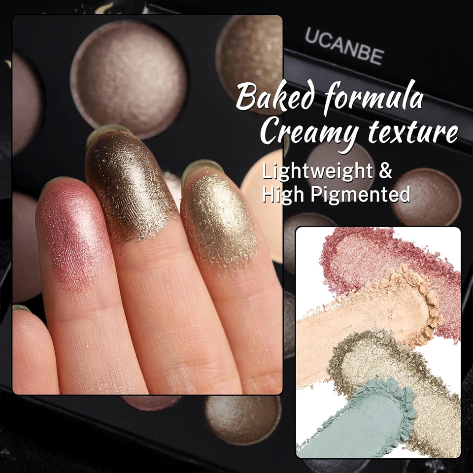 Baked Eyeshadow Makeup Palette with Hidden Gems, 16 Colors Nude Eye Shadow with - Image 4 of 4