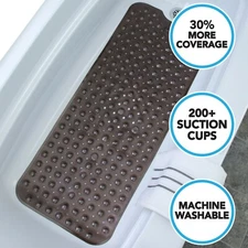 Bronze Extra Long Bath Mat: 16"W x 39"L In-Tub Mat with Suction Cups