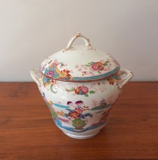 SUCRIER BONBONNIERE EN  PORCELAINE ANGLAISE MINTON DECOR JAPONISANT 