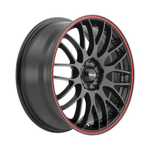 18x7.5 +45 Maxxim Maze 5x100,5x114.3 Black/Red Stripe Wheels (Set of 4) - Picture 2 of 2