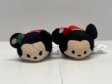 BNWT DISNEY STORE CHRISTMAS 2014 TSUM TSUM PLUSH SET OF 2 MICKEY  MINNIE MOUSE