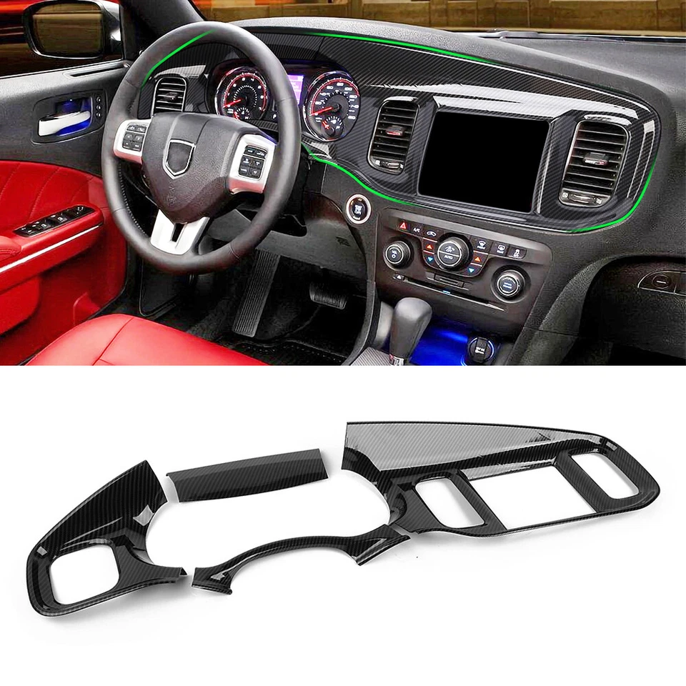 For 2011-2014 Dodge Charger Instrument Dashboard Panel Cover Bezel Carbon Fiber Foto 2 de 4