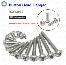 New M3 M4 M5 M6 304 Stainless Steel Hex Socket Flange Button Washer Head Screw