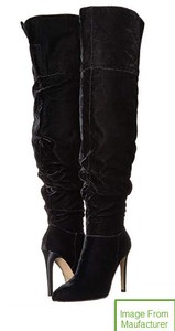 black velvet thigh high boots