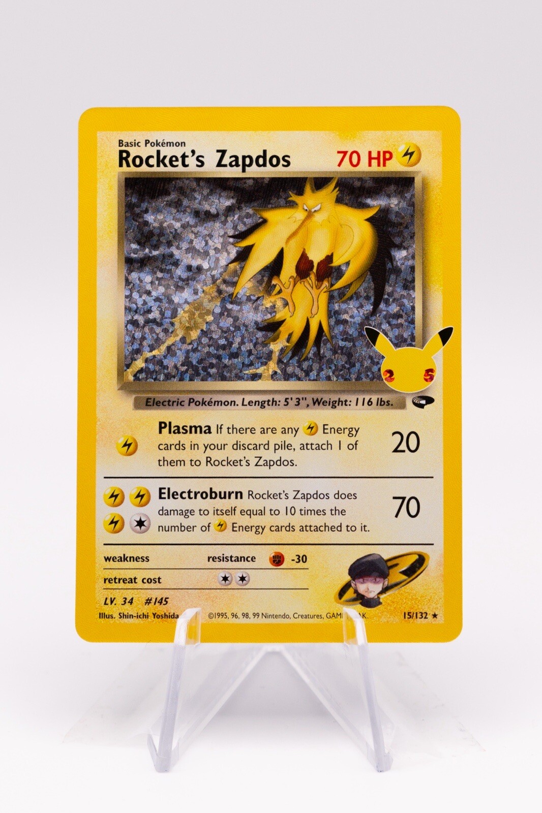 Rocket's Zapdos 15/132 Celebrations Classic Pokemon TCG Holo Rare Card NM-MT