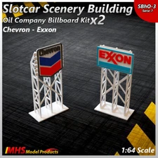 Slotcar Scenery Building Oil Company Billboard Kit Chevron - Exxon Afx,Tyco,