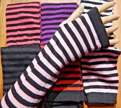 Emo Dark Red Striped Arm Warmers