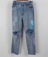 Vintage 70s Womens Wrangler Painted Hippie Jeans Pants Made in USA Size 16 30x32