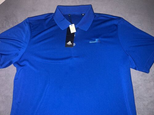 Neu mit Etikett Adidas Climalite SS Logo Golfshirt für Herren, Smart IMS, blau, Größe Large