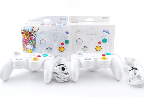 Lot 2 Nintendo GameCube Controller White Super Smash Bros. White w/Box GC Japan - Picture 2 of 24