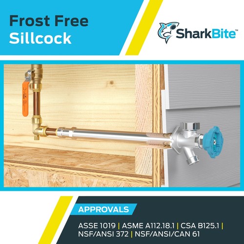 SharkBite 10 Zoll frostfreier Sillcock, 1/2 x 3/4 Zoll MHT, Push to Connect Messing - Bild 5 von 5