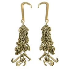 10' ft G70 Tow Chain (2PCS) 5/16'' J Hook Shank w/ R T J & Grab Hook Truck Gold