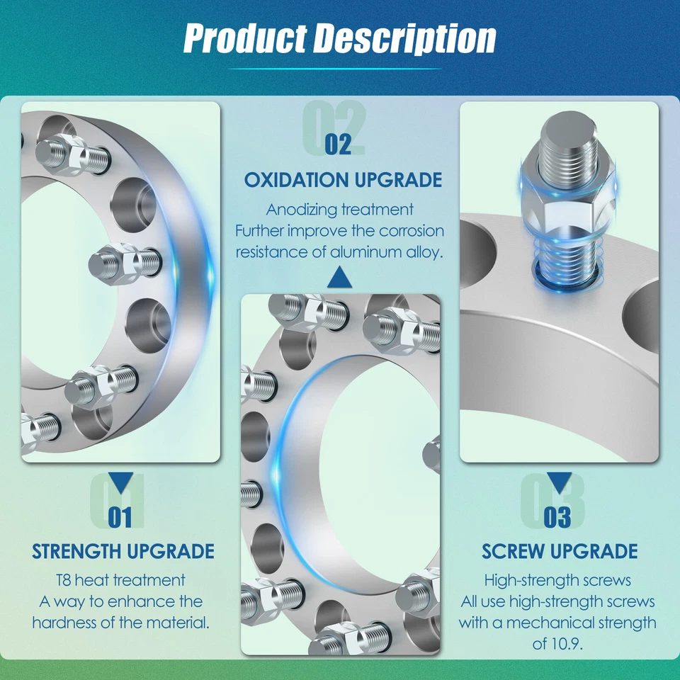 4 piezas espaciadores de rueda 1,5" 8x170 14x1,5 para Ford F-250 F-350 Super Duty Excursion Foto 3 de 4