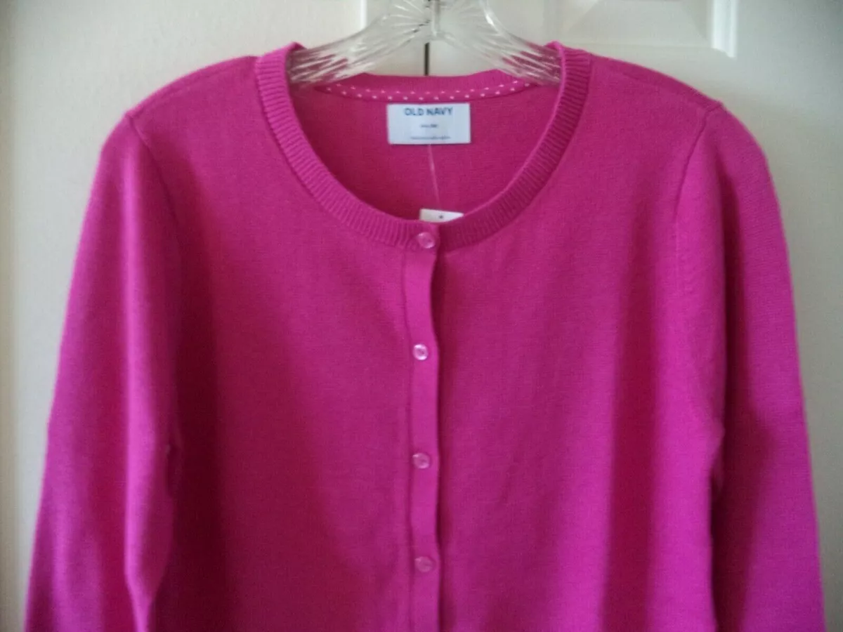 Old Navy Hot Pink Fuchsia Berry Buttondwn Cardigan Sweater Youth XXL 18 Ladies M