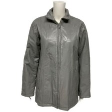 Brand New - Womens 4xl Leather Jacket - Tudor Court By Haband Front Zipper, Gray