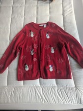 Vintage Christmas Cardigan Sweater Snowmans