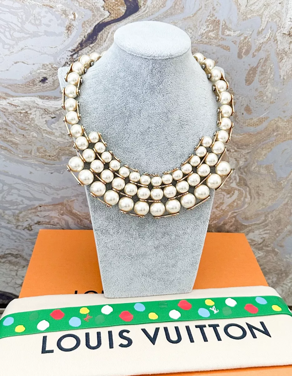 Louis Vuitton Pearl Speedy Plastron White Gold Collar Choker