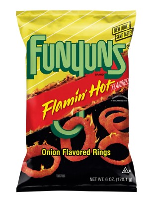   New Exclusive Funyuns Flamin Hot Onion Flavored Crispy Crunchy Rings 6oz