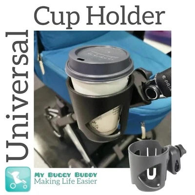 MY BUGGY BUDDY Portavasos universal para cochecito de bebé. Empuñaduras interiores para sostener vasos o botella