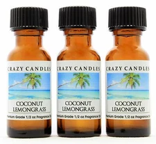 3 Coconut Lemongrass 1/2oz Premium Grade Scented Fragrance Oil Crazy Candles