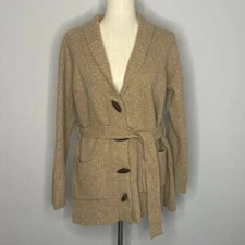 Vintage Lilly Pulitzer Cardigan Sweater Belted Toggle Buttons Angora Wool MEDIUM