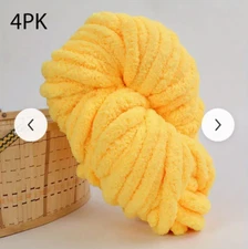 4 PACK - Yellow Chenille Chunky Yarn 95 ft 31.7 yd