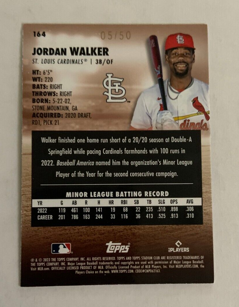 2023 Topps Stadium Club - Jordan Walker #164 Blue Foil /50 (RC