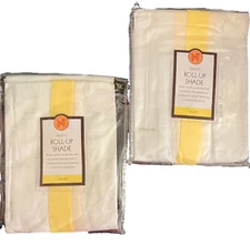 Roll Up Shades Cottage Core Linens -N-Things Set Of Two White Cotton NOS