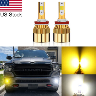 2pcs H11 LED Dual-color Switchback Front Fog Light Bulbs For 2019-2021 Ram 1500