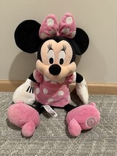 18" MINNIE MOUSE Pink Polka Dot Dress Plush Stuffed Doll Toy Disney Store Nice 