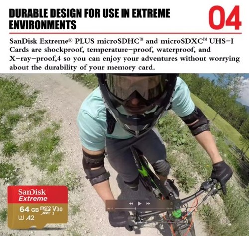 ORIGINAL SanDisk EXTREME Micro SD Karte 64 128 256 GB für 4K Video + GRATIS ADAPTER - Bild 10 von 10
