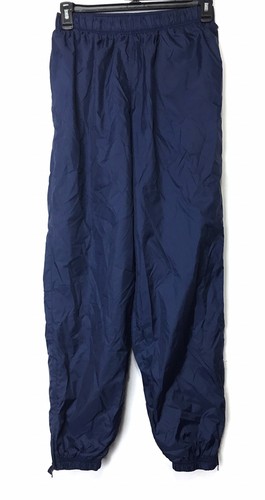 Vintage Nike Nylon Pants Running Navy Blue L 12-14 Elastic Waist Ankles Womens - Picture 4 of 8