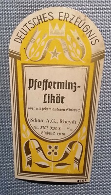 Old Pattern Label Liqueur Label Label Peppermint Liqueur Rheydt Design?
