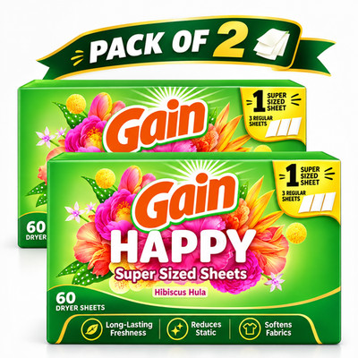 Hibiscus Hula Scented Mega Dryer Sheets 60 Count Laundry Fabric Softener Happy