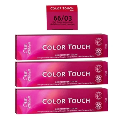 Wella Color Touch Plus 3 x 60 ml 66/03 dunkelblond intensiv natur gold Intensivt