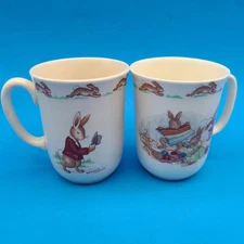 2 Vintage Royal Doulton Bunnykins Cups 1 Signed Barbara Vernon Trousers Knitting