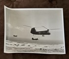 Vintage 8x10: US Army Helicopters Over the Beach Black & White Photo — photo 1