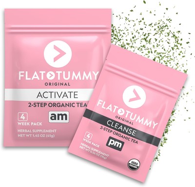 Flat Tummy Tea   2-step, 4 Week Program   Detox to Boost Energy & 1 Pack 