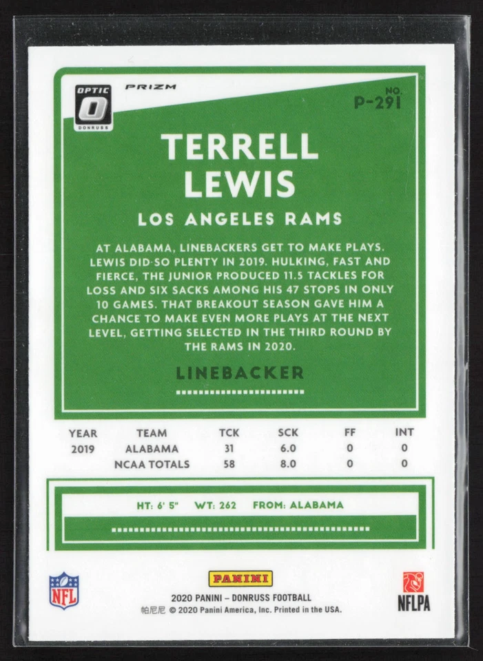 2020 Donruss #P-291 Terrell Lewis Optic Preview Pink - Image 2 of 2