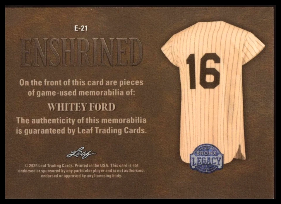 Reliquia triple uniforme Ford blanco consagrado Leaf Bronx Legacy 2025/20 bronce Foto 2 de 2