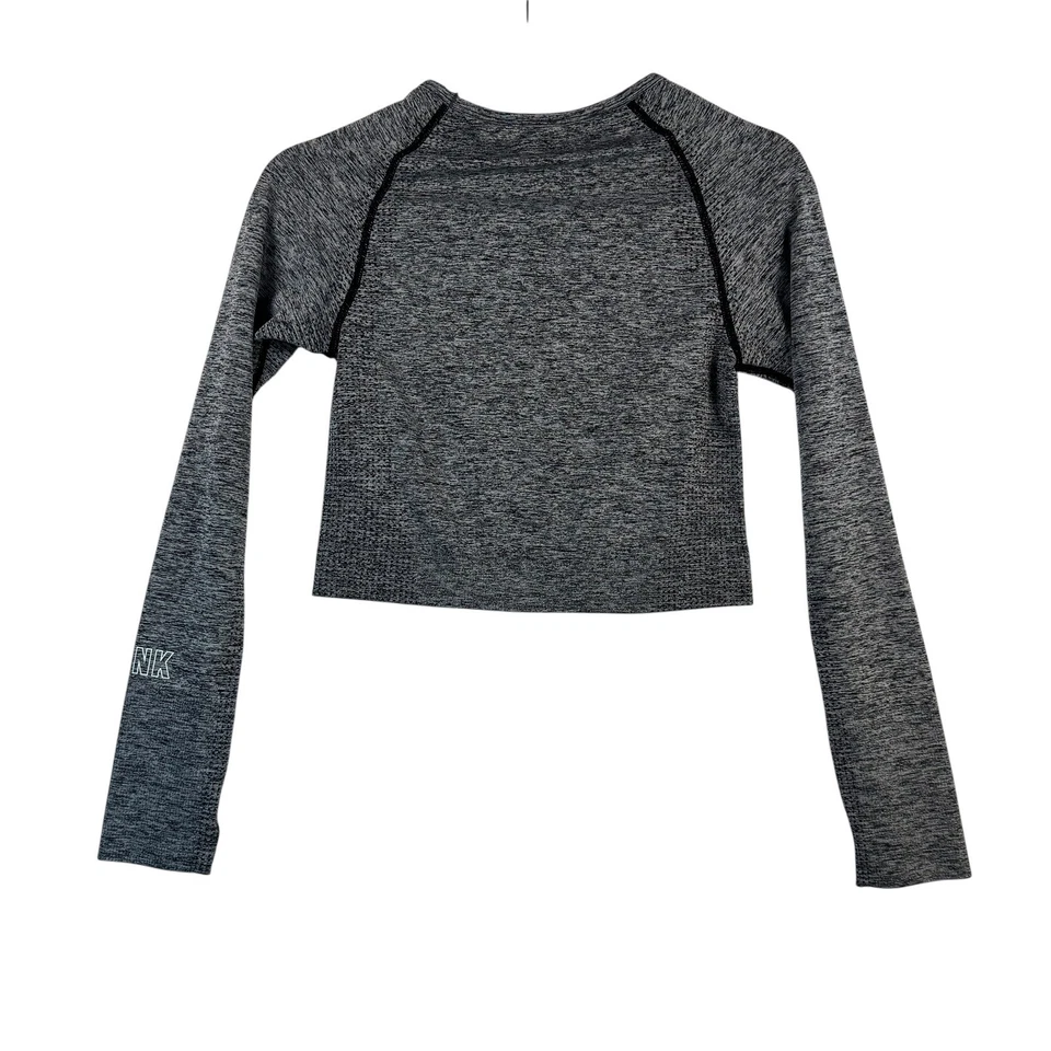 PINK VS Top Corto Sin Costuras S Gris Jaspeado Manga Larga Agujero para el Pulgar Gimnasio Ropa Activa Foto 2 de 4